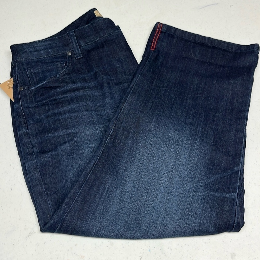 Nine West Vintage America Cropped Jeans Dark Wash Stretch Boho Size 16
